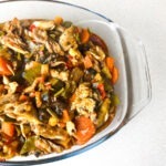A Glass dish of ratatouille recipe
