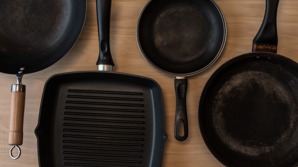 non-coated pan, cast iron prevent food sticking to pan