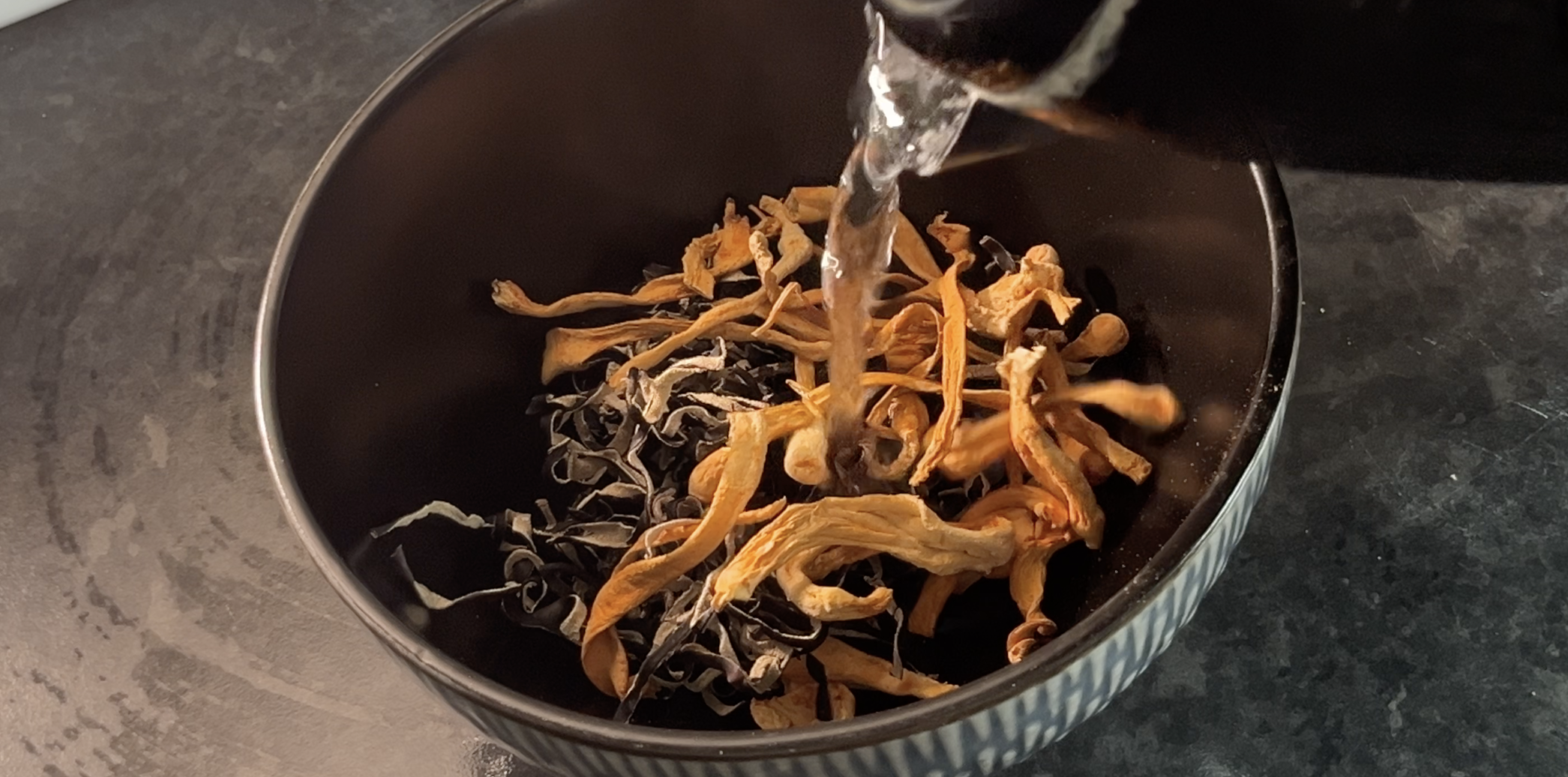 Cordyceps and black fungus in hot water - efo riro recipe