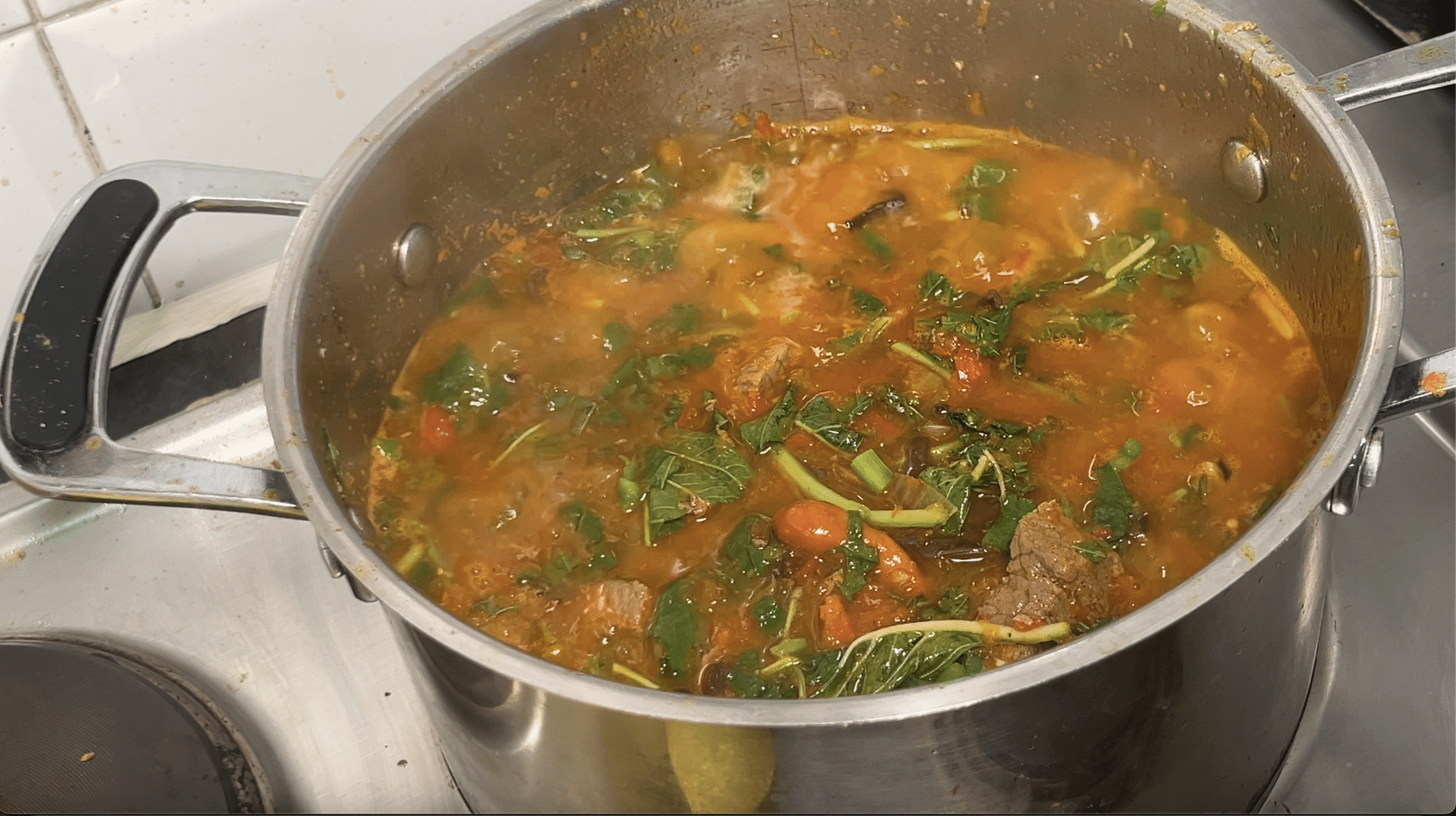 Efo riro recipe with chinese ingredients, cordyceps and black fungus